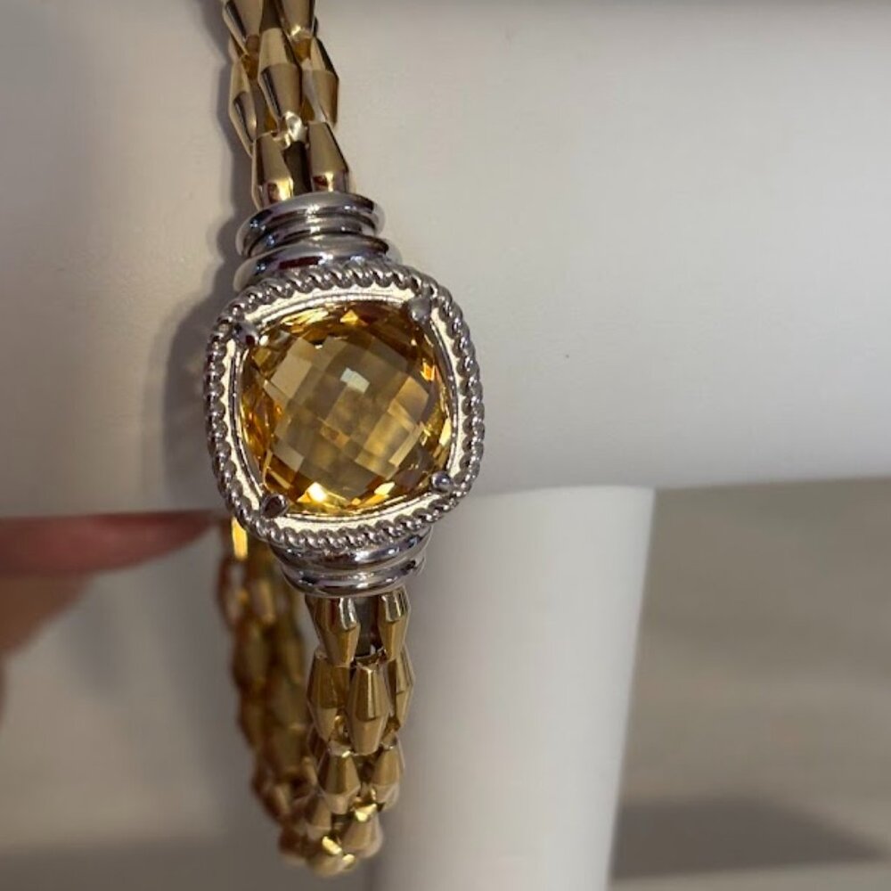 NWT Magnetic Citrine Bracelet (8.5) in Gold Tone & Pouch (original price $650)